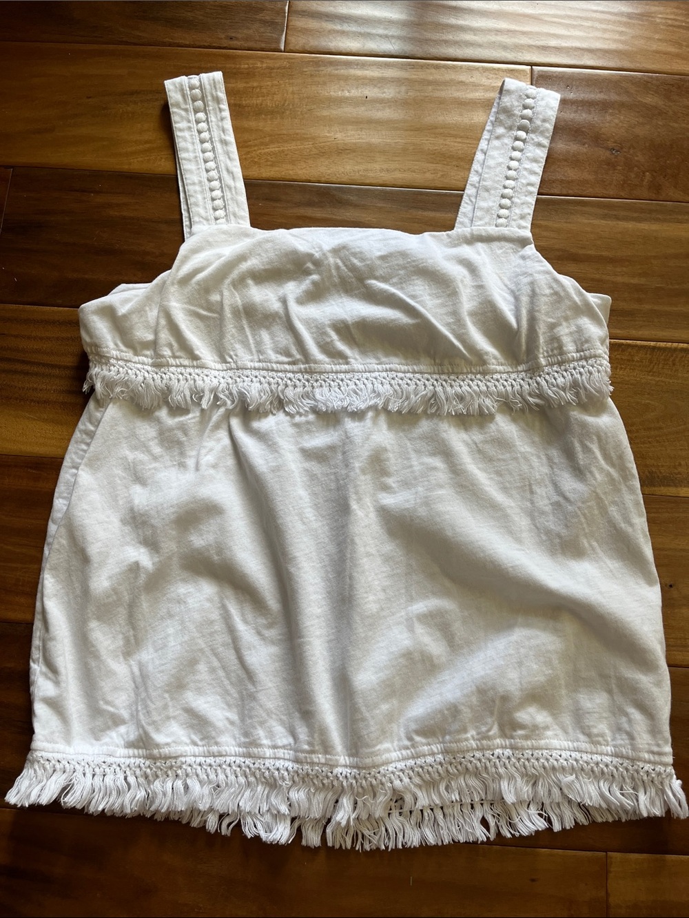 J. Crew White Fringe Tank Top
